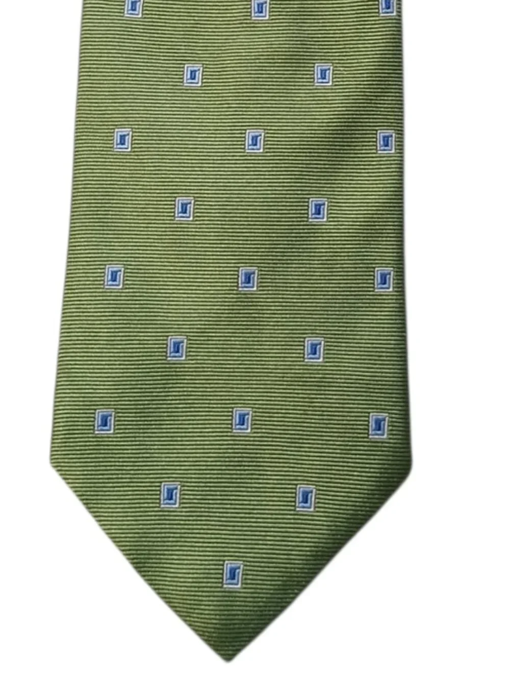 Brooks Brothers 346 Pure Silk Green Blue Geometric Necktie Made in USA Classic
